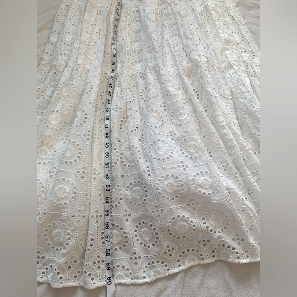 NWT Staud Hyacinth White Eyelet Tiered Maxi Dress Size Small 100% Cotton - Picture 7 of 16